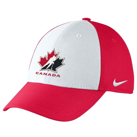 Men's NIKE Dri-Fit Team Canada Olympics IIHF Classic99 Swoosh Flex Fit Hat Cap - Picture 1 of 5